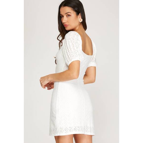 NEW SHE + SKY eyelet mini dress in off white - Picture 3 of 3